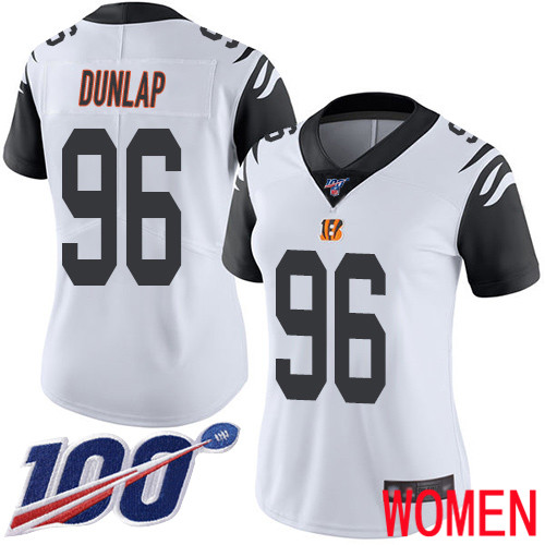 Cincinnati Bengals Limited White Women Carlos Dunlap Jersey NFL Footballl 96 100th Season Rush Vapor Untouchable